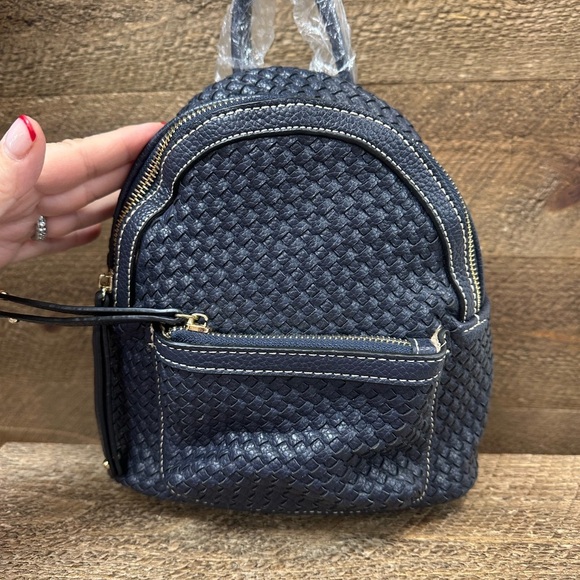 Sondra Roberts Squared Navy Mini Backpack - Picture 2 of 8